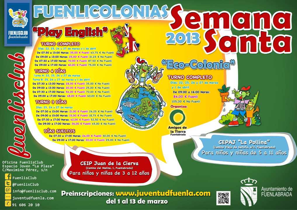 Fuenlicolonias Semana Santa 2013: "Play English" y "Eco-Colonia"