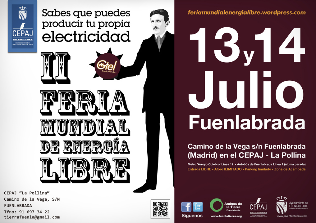 13 y 14 de julio: II Feria Mundial de la Energía Libre en el CEPAJ "La Pollina" de Fuenlabrada