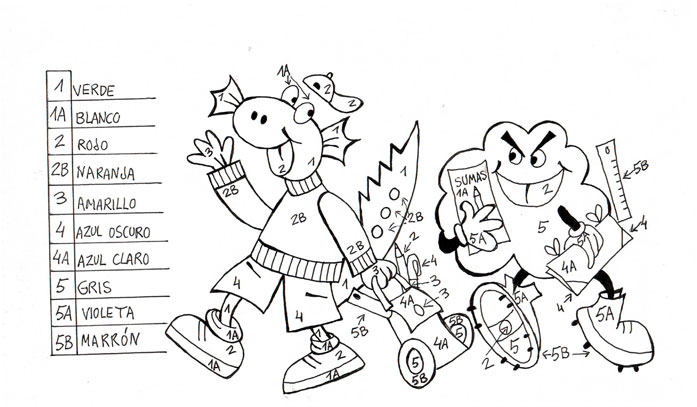 colorea según los números