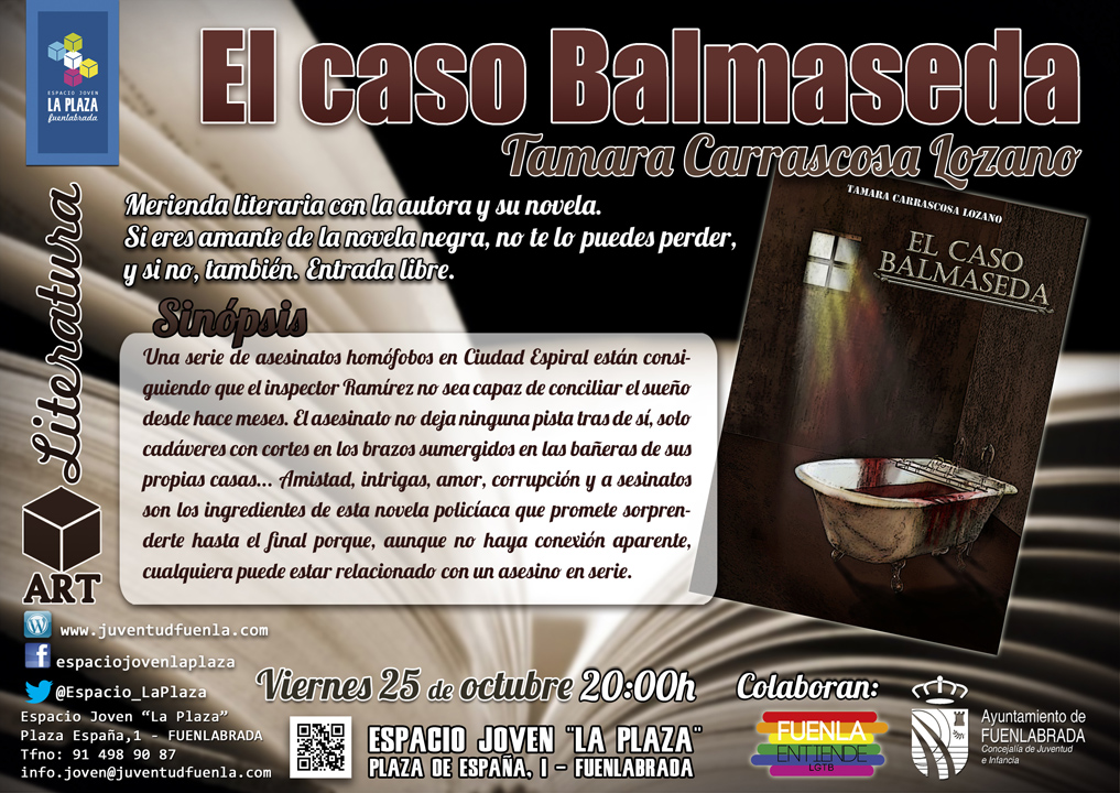 Merienda literaria con la autora fuenlabreña Tamara Carrascosa Lozano y su novela: "El caso Balmaseda". En el Espacio Joven "La Plaza"
