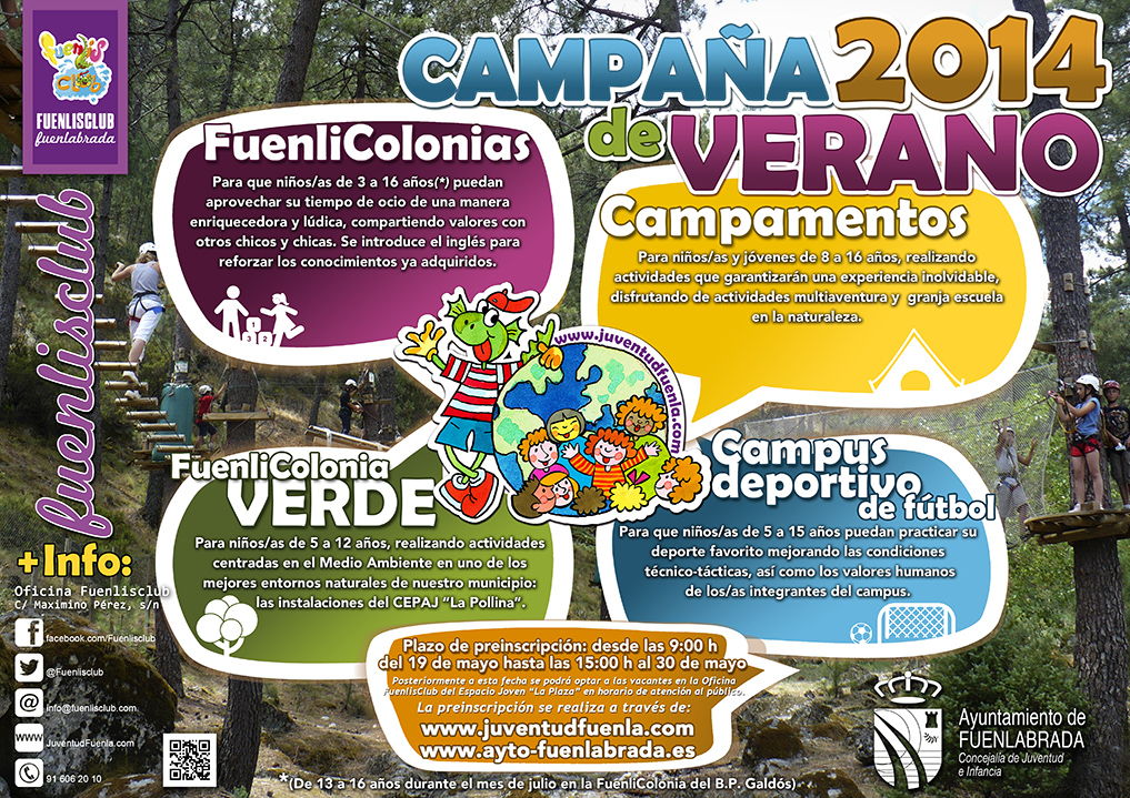 Oferta de actividades de verano de la Concejalía de Juventud e Infancia del Ayuntamiento de Fuenlabrada.
